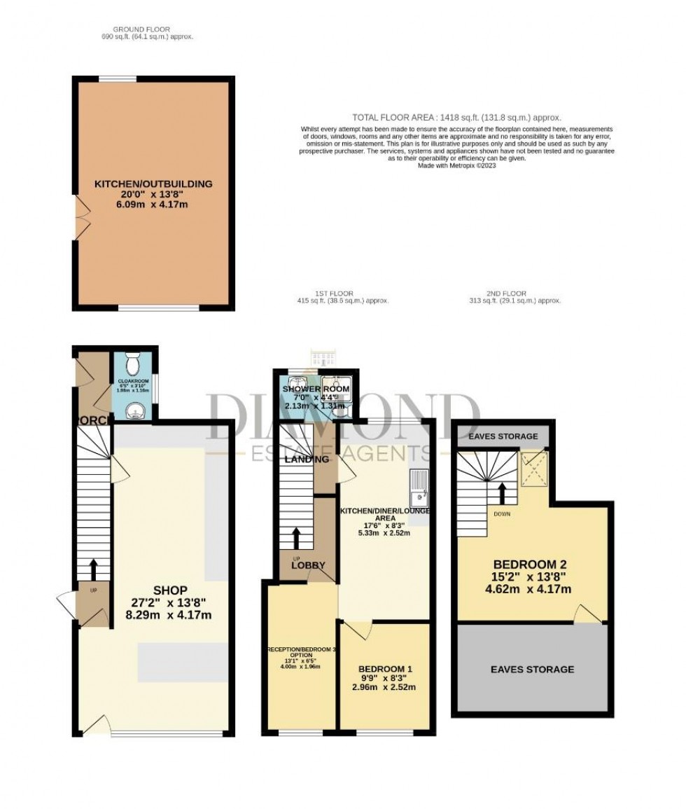 Floorplan for Shop with Flat, Bampton Street, Tiverton, Devon